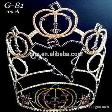 New rhinestone large 2015 latest pumpkin tiara halloween crowns